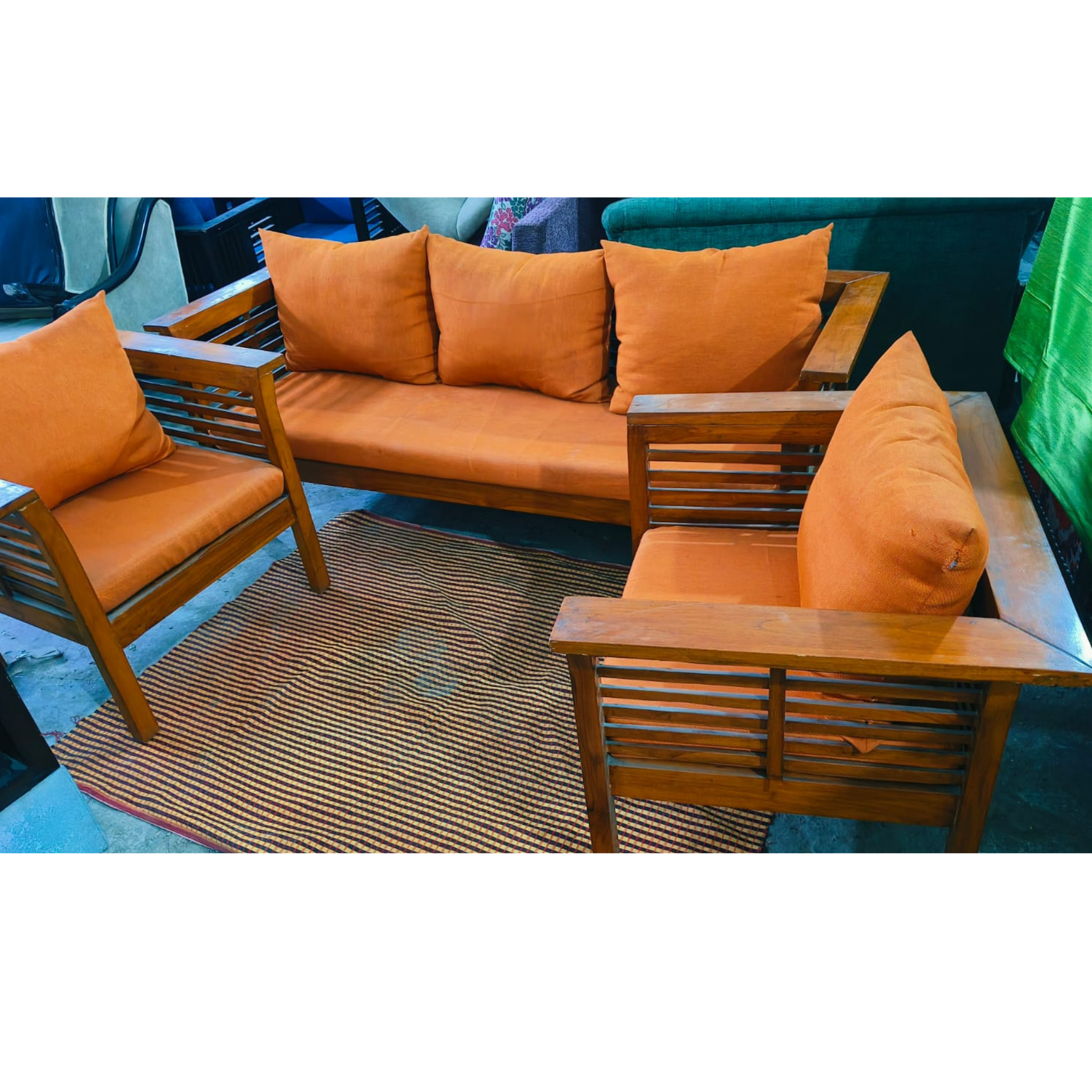 Pure teak wood sofa set in natural finish - Image 3