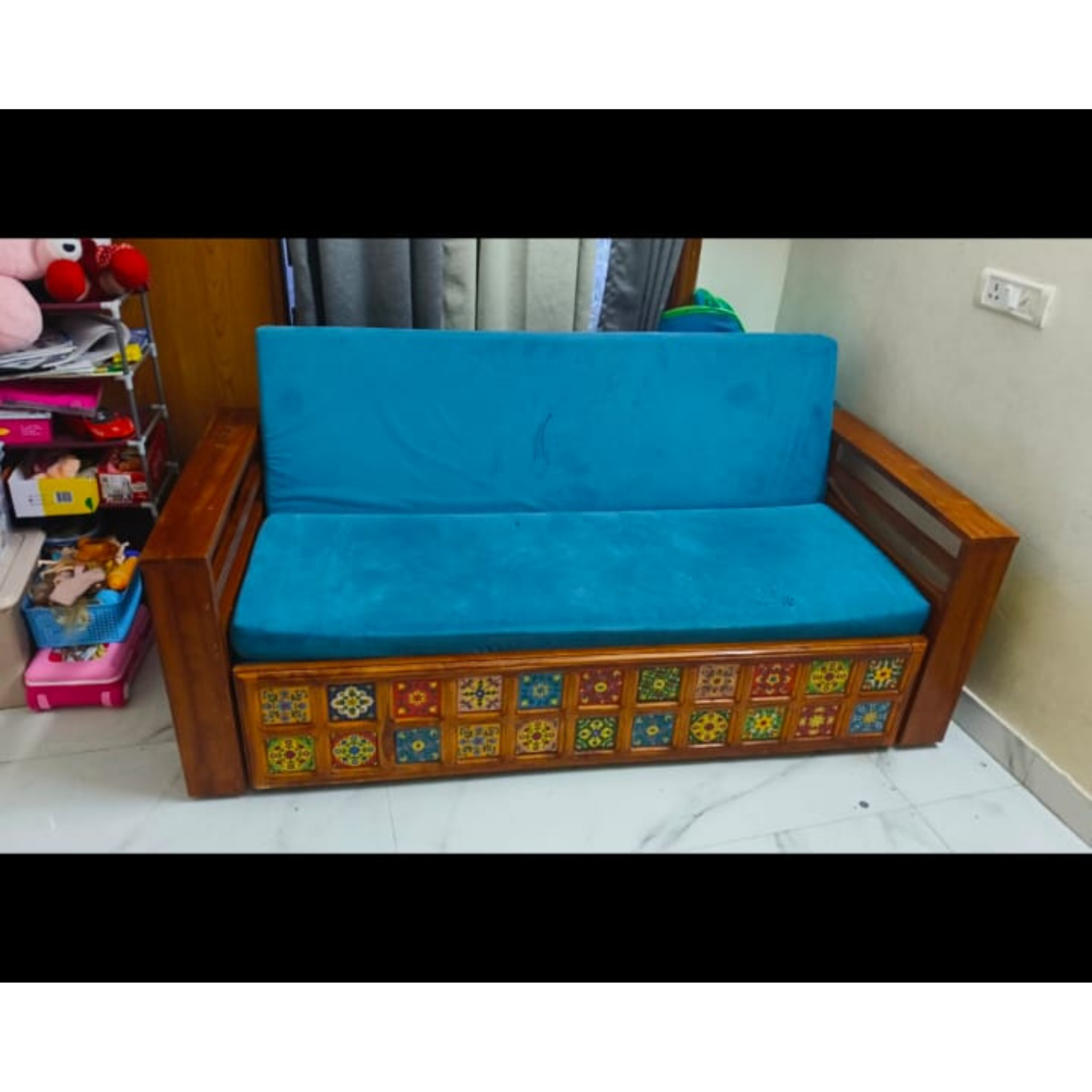 Solid wood sofa cum bed