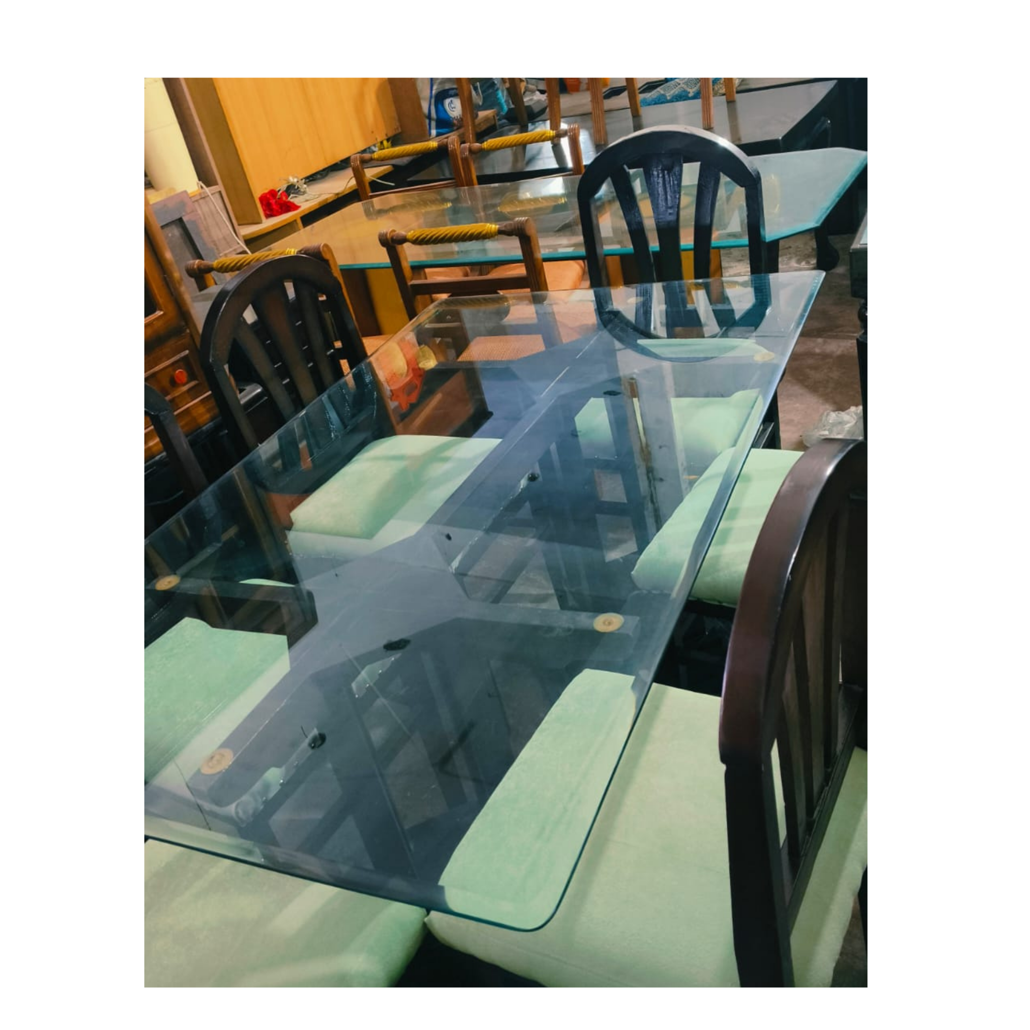 Glass top dining table with 6 chairs - Image 4