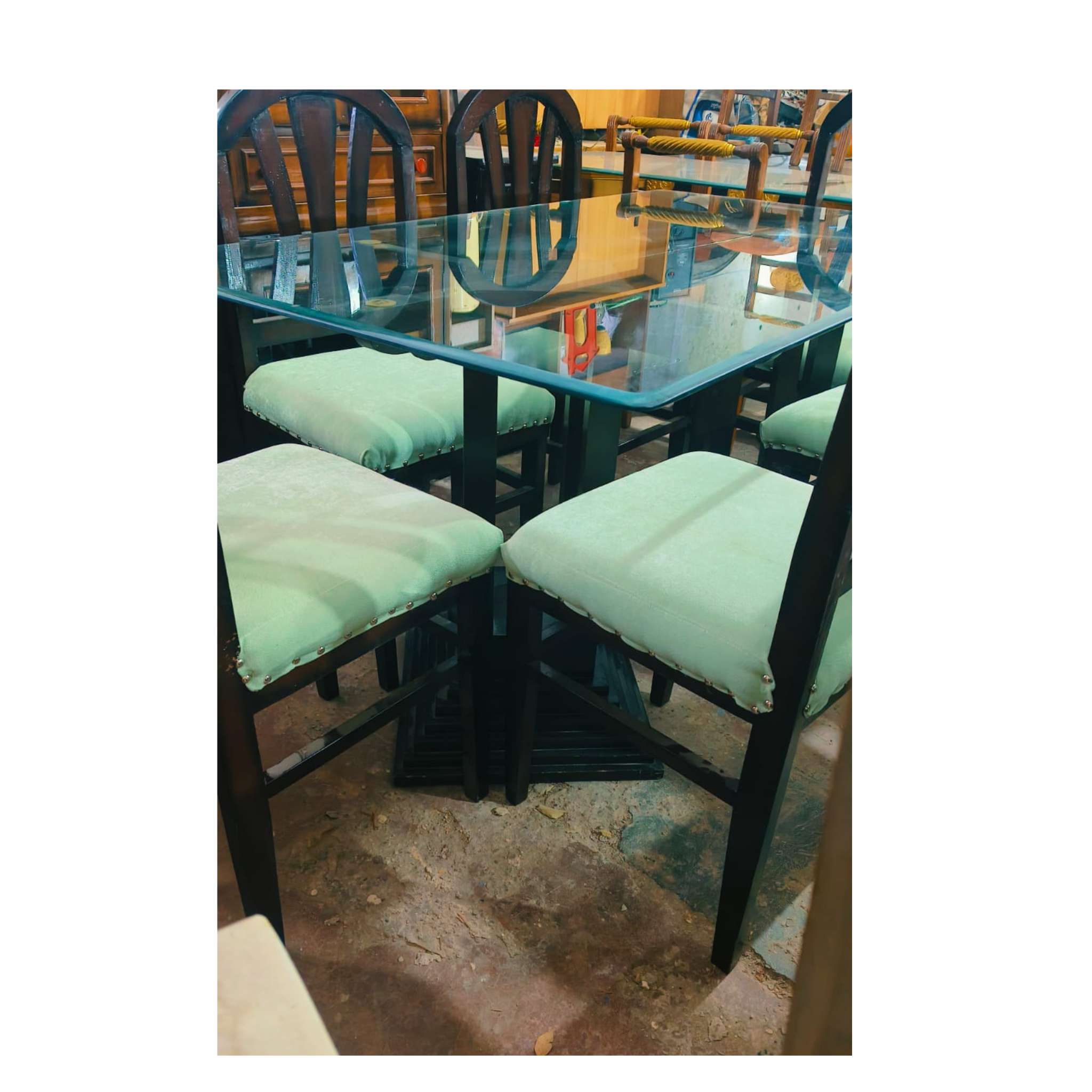 Glass top dining table with 6 chairs - Image 3