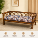 3 Seater wooden couch with floral cushion